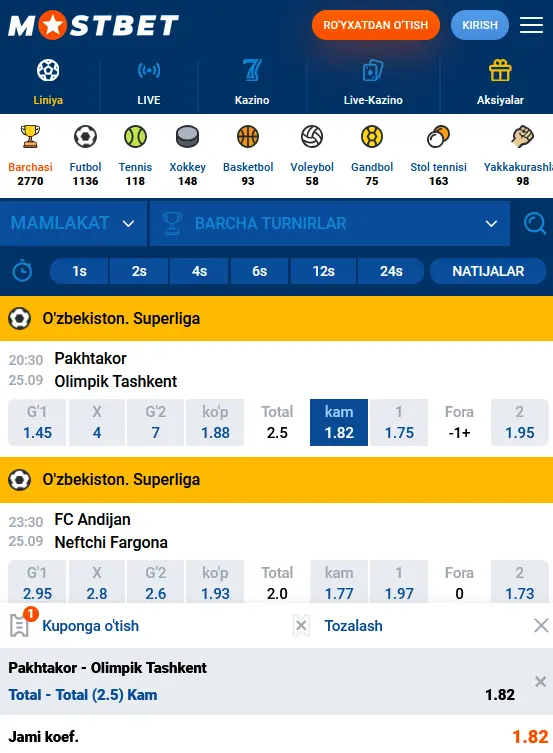 Android uchun Mostbet mobil ilovasida qanday qilib pul tikish mumkin Android uchun Mostbet mobil ilovasida qanday qilib pul tikish mumkin