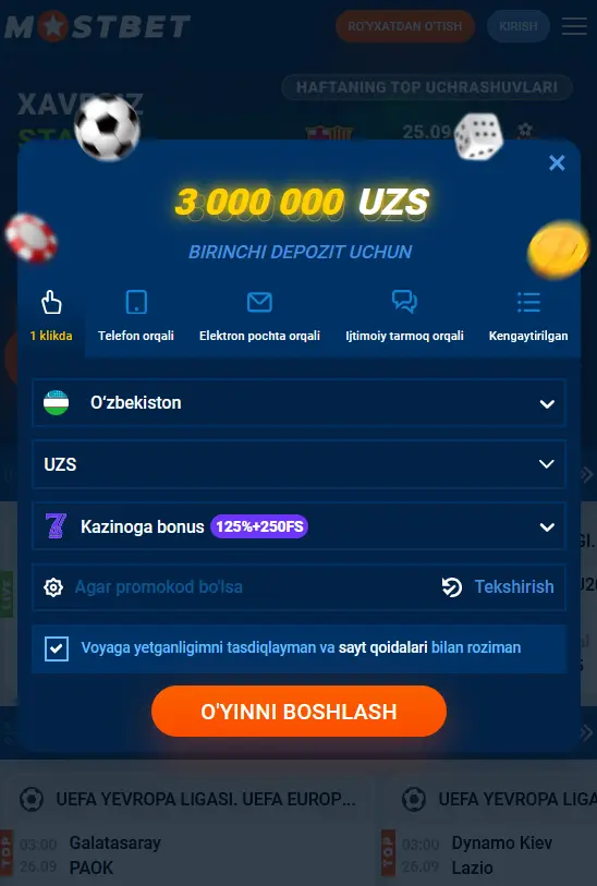 Android uchun Mostbet mobil ilovasida ro'yxatdan o'tish Android uchun Mostbet mobil ilovasida ro'yxatdan o'tish