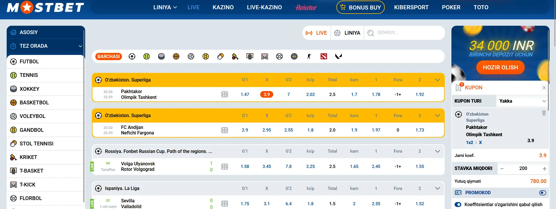 Jonli pul tikish, baland koeffitsiyentlar