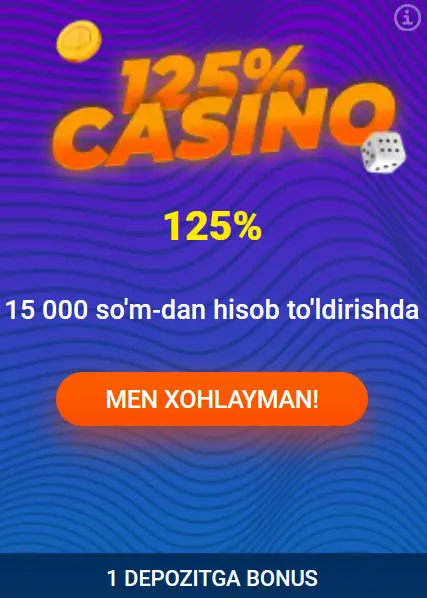 Kazinoda 1-depozit uchun 125% bonus Kazinoda 1-depozit uchun 125% bonus