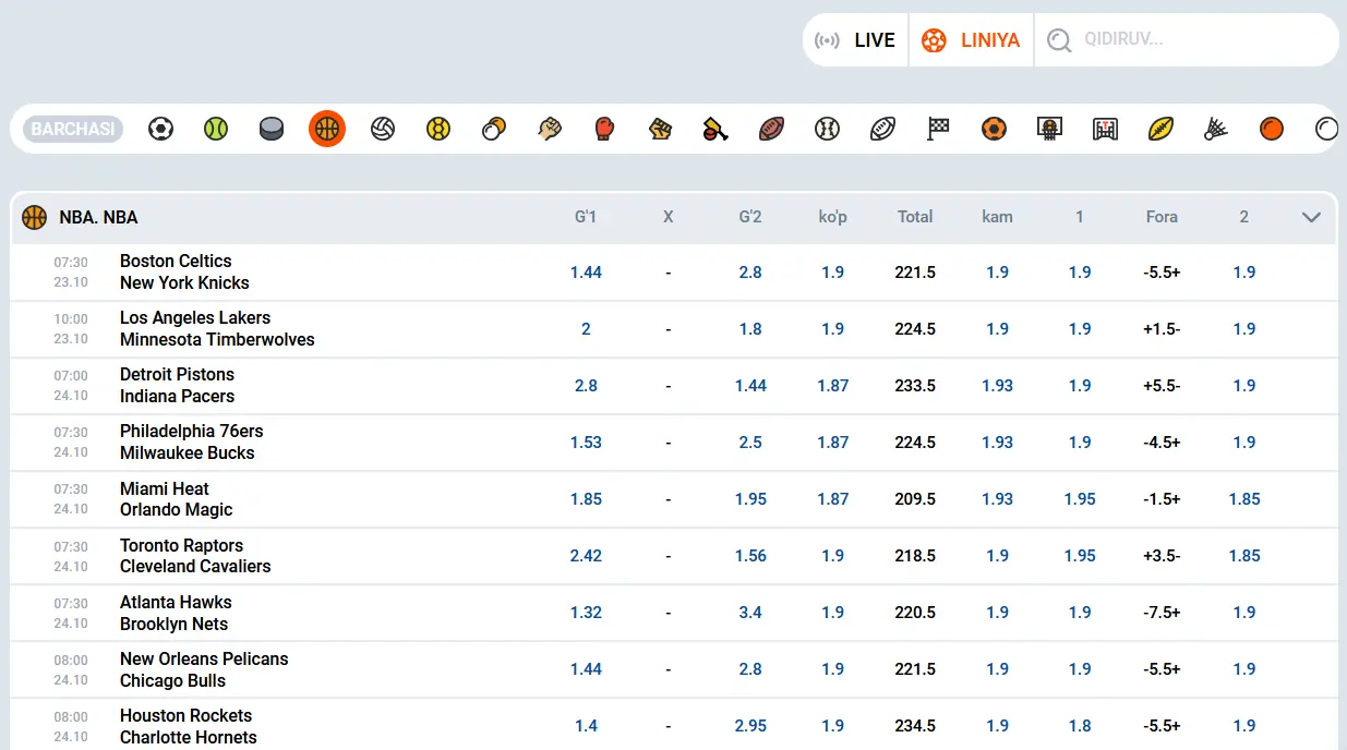 Mostbet – O'zbekistonda basketbol liniyasi Mostbet – O'zbekistonda basketbol liniyasi