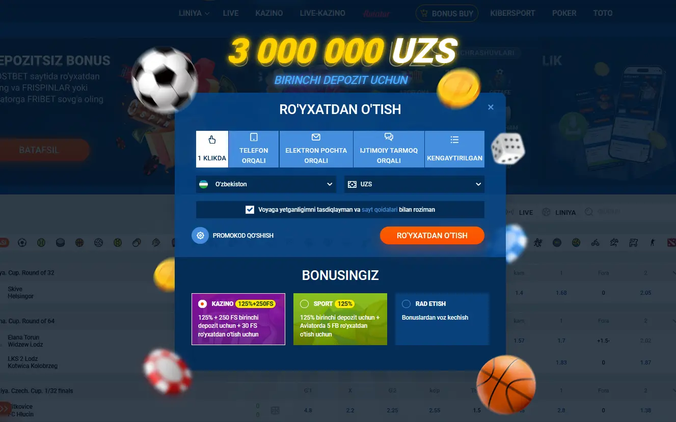 Mostbetda bir marta bosish bilan ro'yxatdan o'tish bo'yicha bosqichma-bosqich ko'rsatmalar