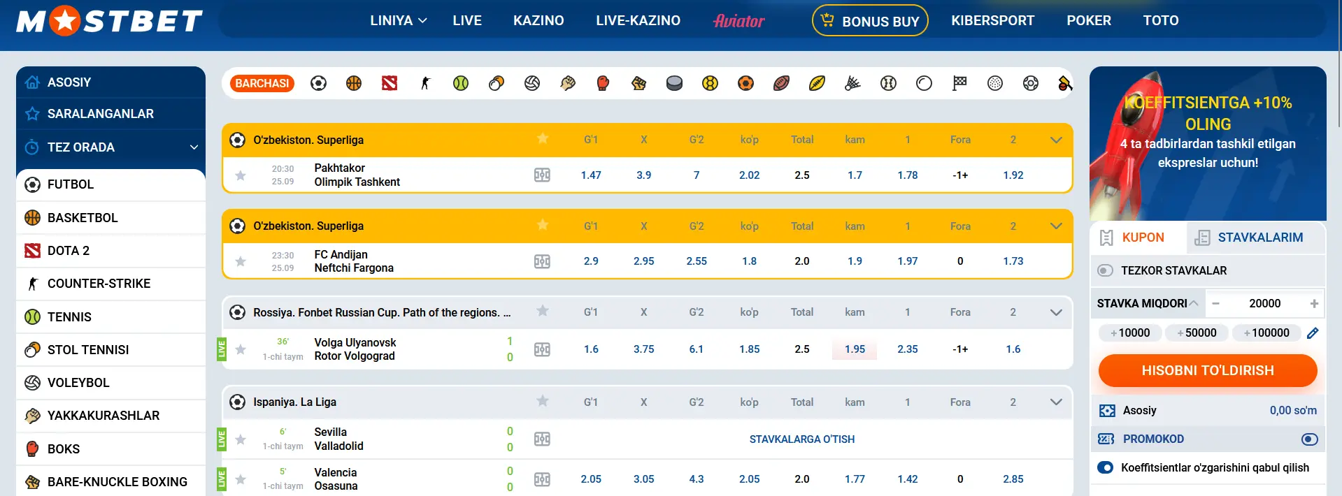 Mostbetda futbolga pul tikish Mostbetda futbolga pul tikish