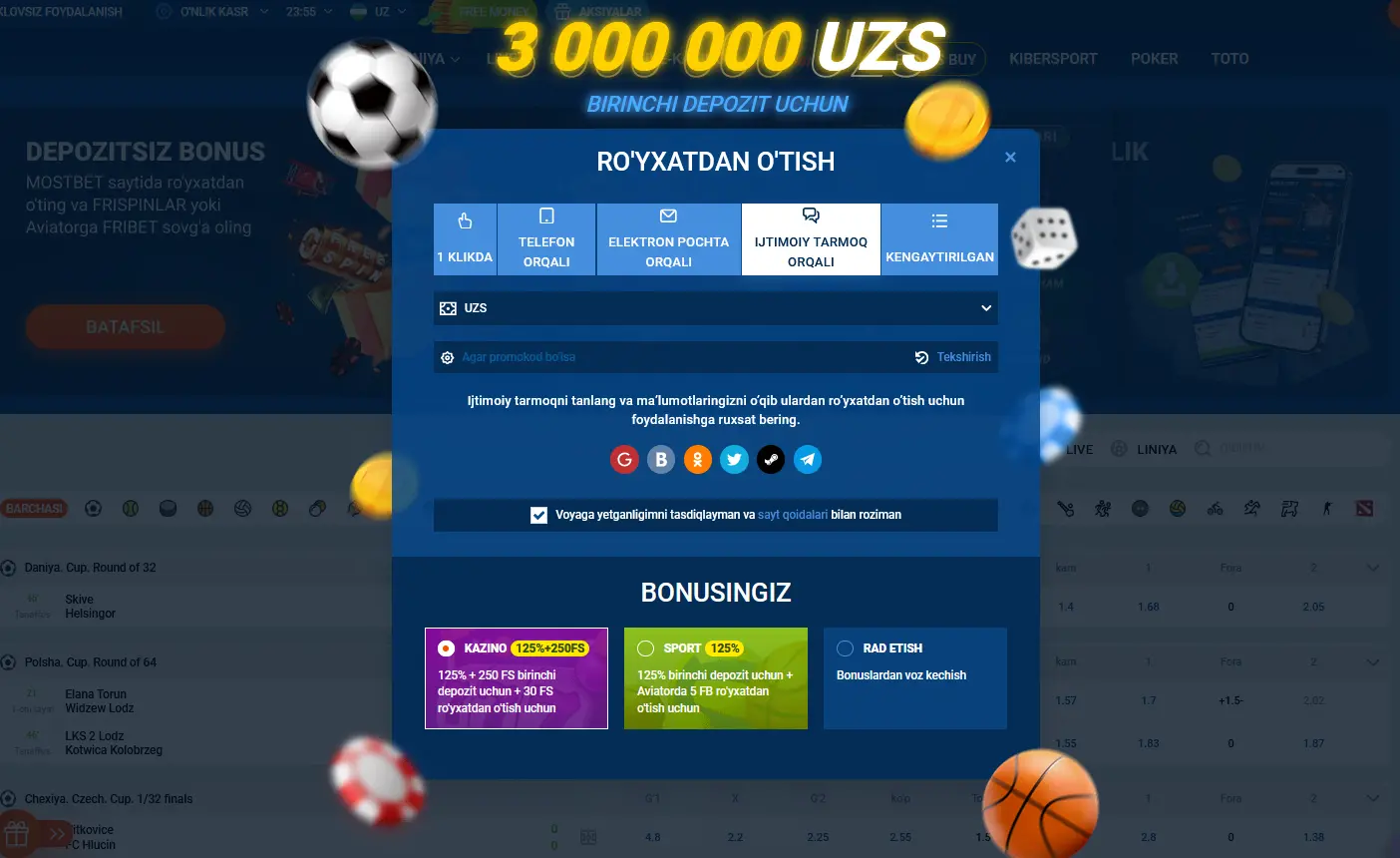Mostbetda ijtimoiy tarmoqlar orqali ro'yxatdan o'tish bo'yicha bosqichma-bosqich ko'rsatmalar