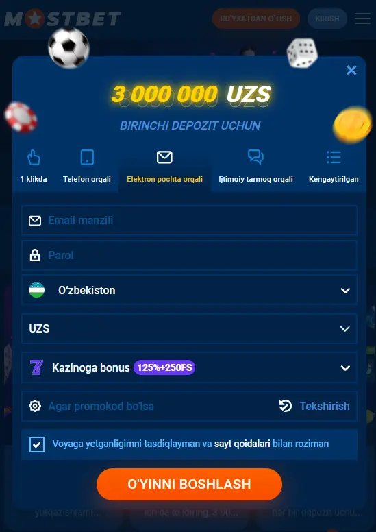 Mostbetda mobil ilova orqali ro'yxatdan o'tish bo'yicha bosqichma-bosqich ko'rsatmalar