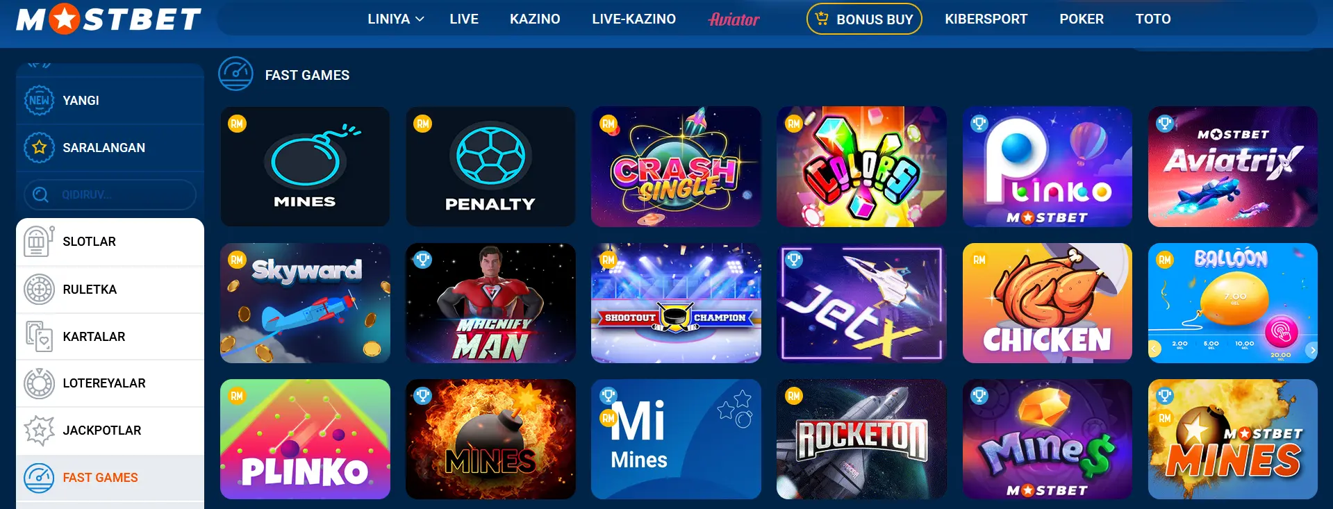 Mostbetdagi tezkor o'yinlar