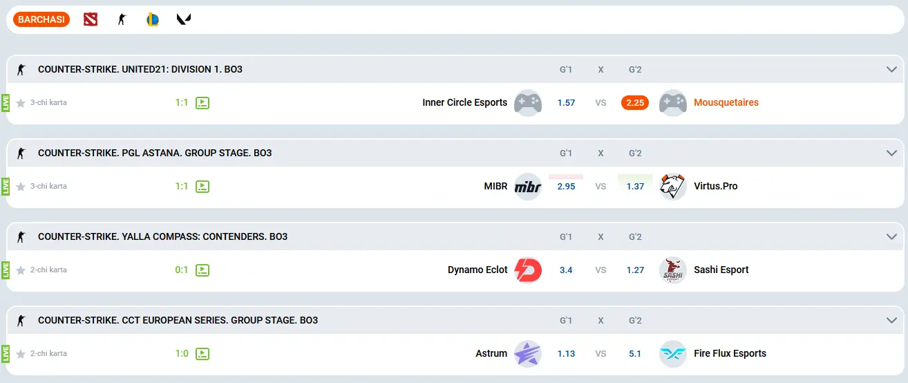 MOSTBET da CS ga pul tikish MOSTBET da CS ga pul tikish