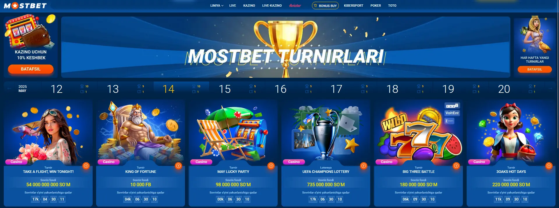 Mostbet - O'zbekistondagi turnirlar Mostbet - O'zbekistondagi turnirlar