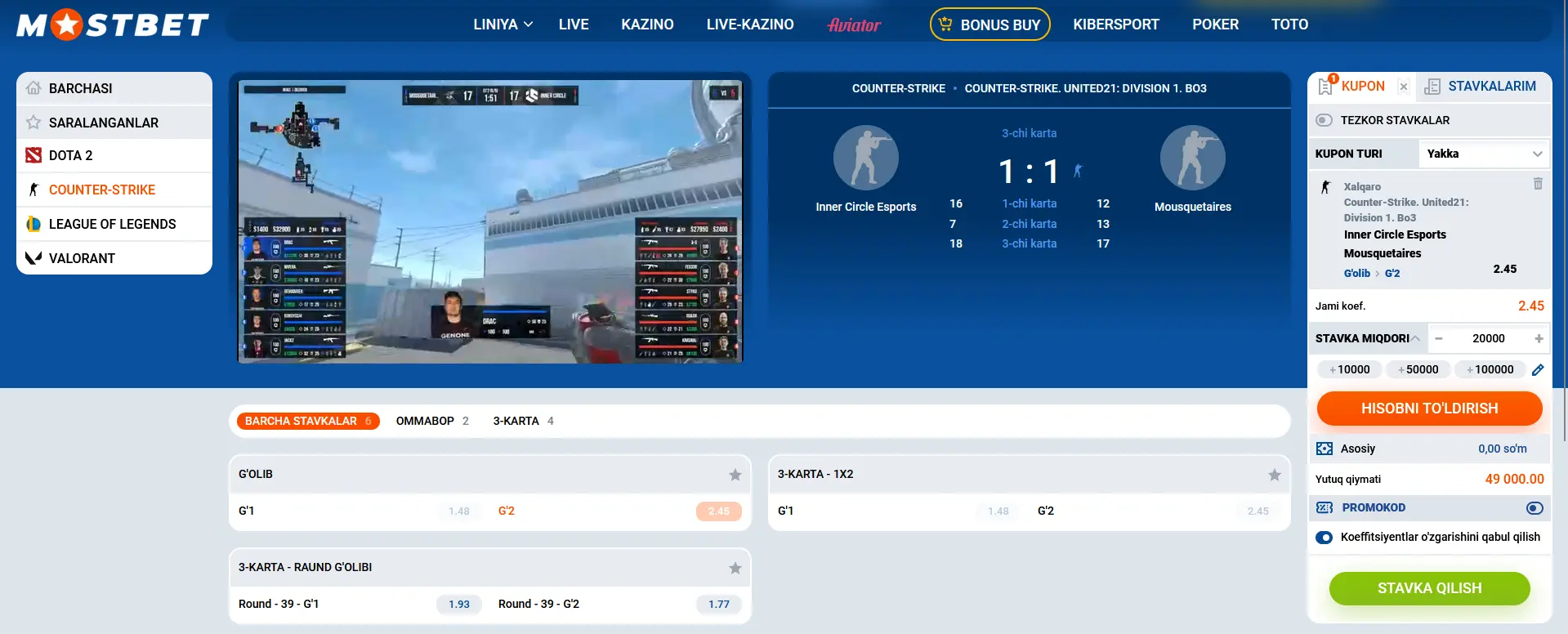 Mostbetdagi eSPORTS turlari Mostbetdagi eSPORTS turlari