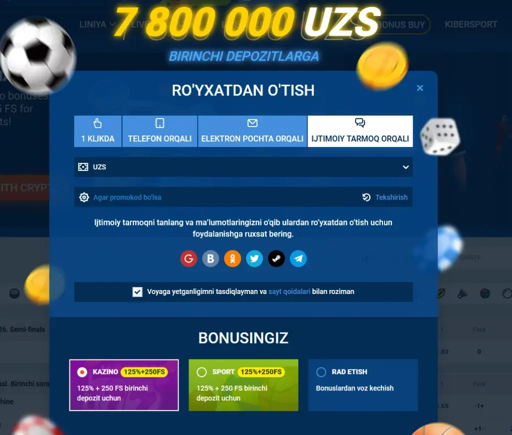 Ro'yxatdan o'tish ijtimoiy tarmoq orqali Ro'yxatdan o'tish ijtimoiy tarmoq orqali